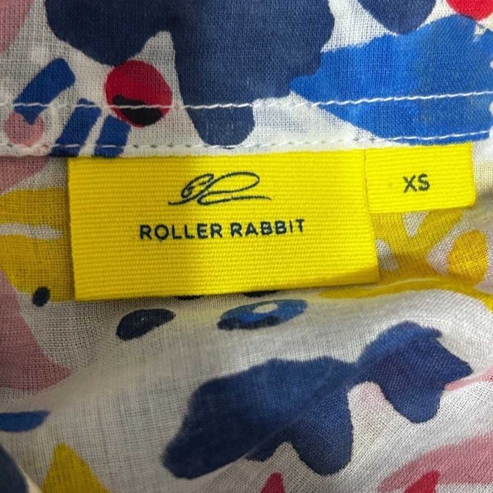 Roller Rabbit XS Floral Shirt Dress Cotton‎ Folk Art Print Resort Boho Tunic - Picture 7 of 10